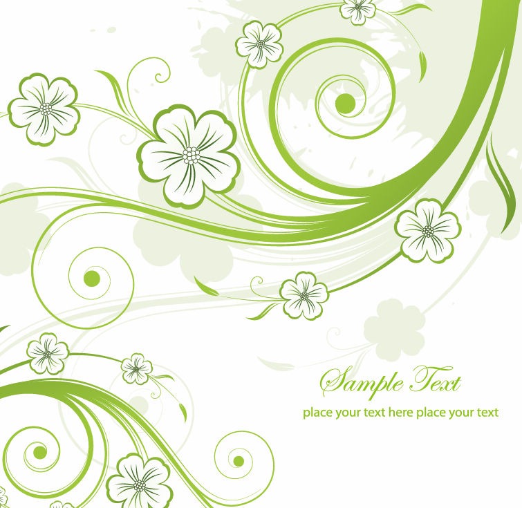 Abstract Green Floral Swirls Vector Graphic
