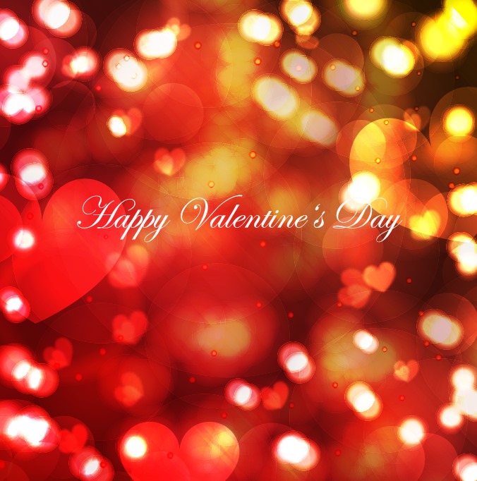 Bokeh Light with Shiny Hearts Valentine's Day Background