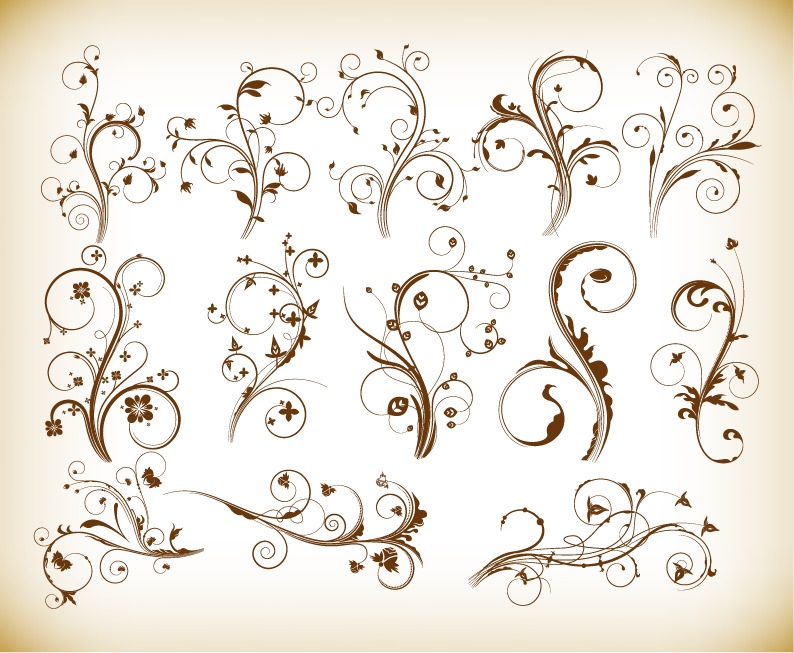 Vector Set of Swirl Floral for Your Design