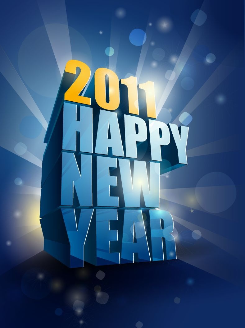 Happy New Year 2011 3D Vector