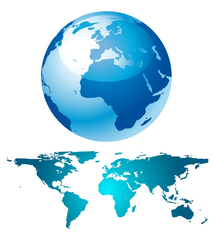 Blue Globe And World Map