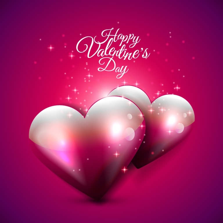 Valentine's Day Vector Background with Abstract Hearts