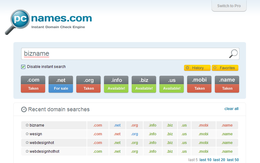 Finding Domain Names Instantly with PCNames.com