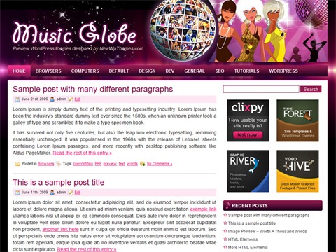 Free WordPress Theme - Music Globe