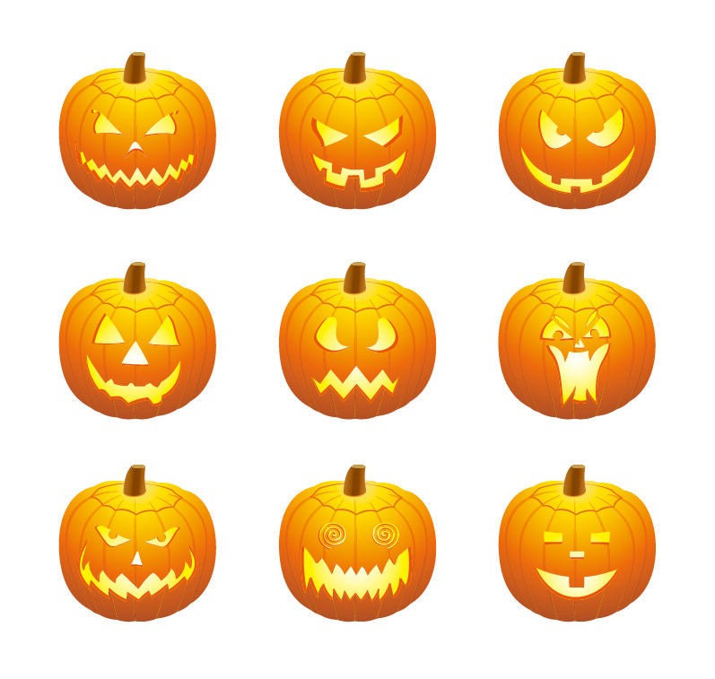 Vector Halloween Pumpkin Emoticons