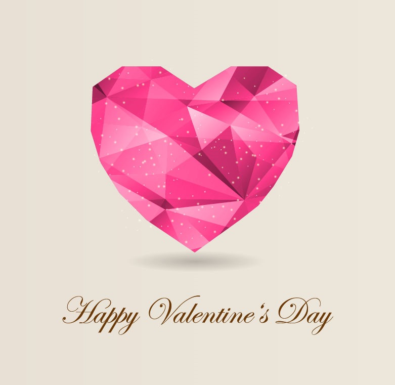 Abstract Origami Heart Love Background for Valentine's Day
