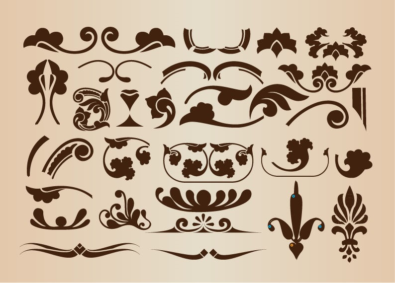 Set of Vector Floral Decorative Elements for Design