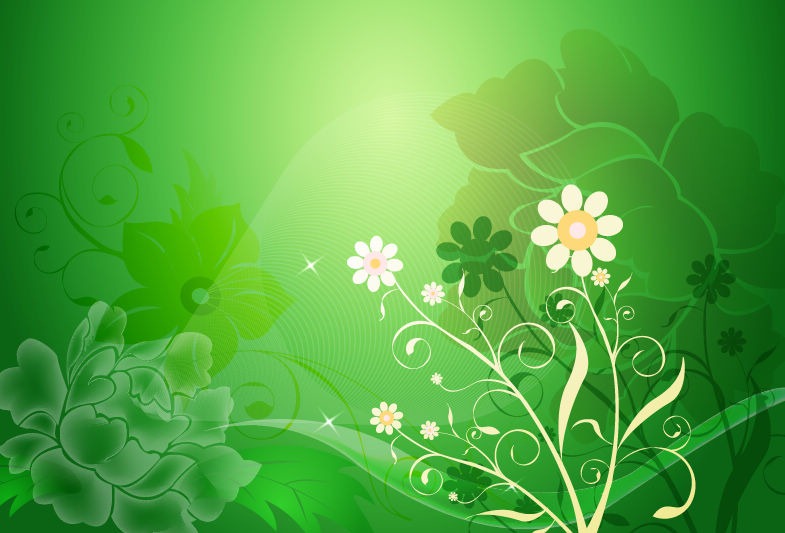 Vector Floral Design on Green Background