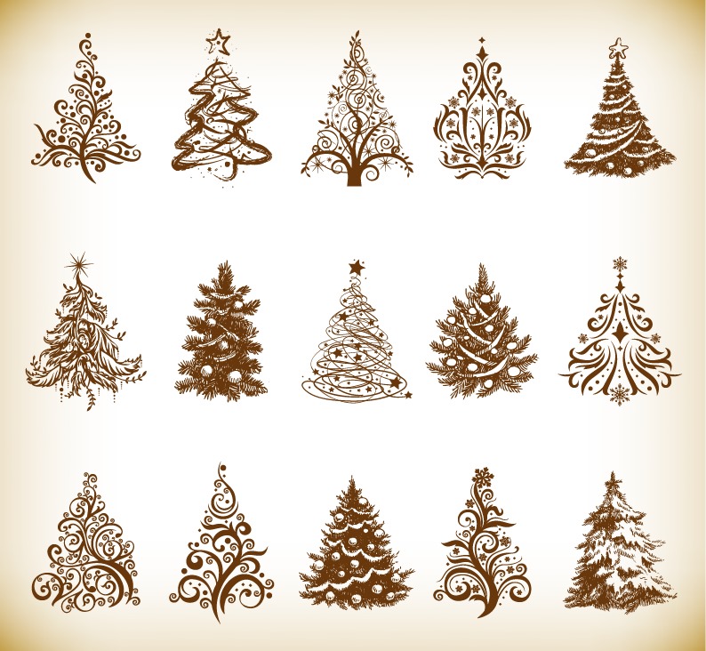 Christmas Tree Vector Graphics Set