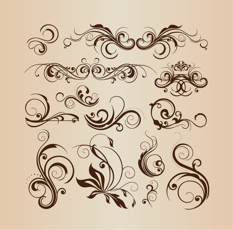 Vector Collection of Design Floral Decorative Elements