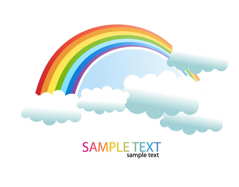 Rainbow And Clouds Vector Illustration