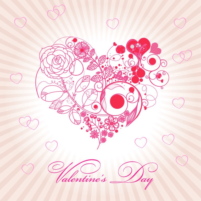 Abstract Beautiful Floral Heart For Valentine Day Vector Illustration