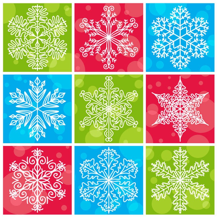 Snowflakes with Colorful Christmas Background Vector Collection