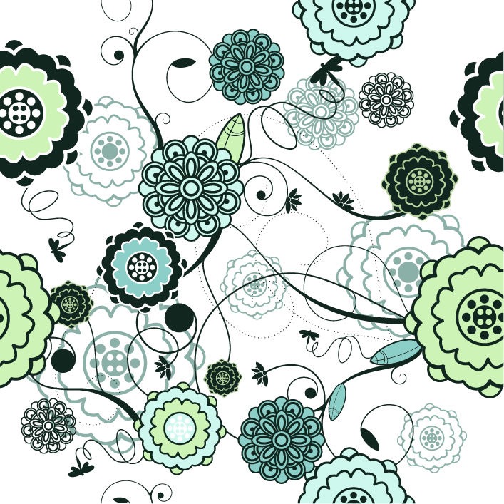 Retro Seamless Floral Background Vector Illustration