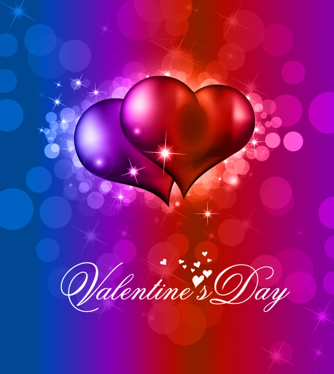 Colorful Valentine Day Background with Heart and Love Vector Illustration