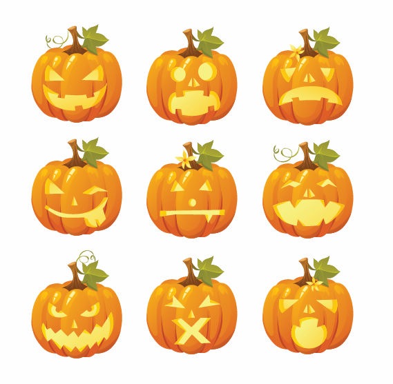Free Vector Halloween Pumpkin Smileys