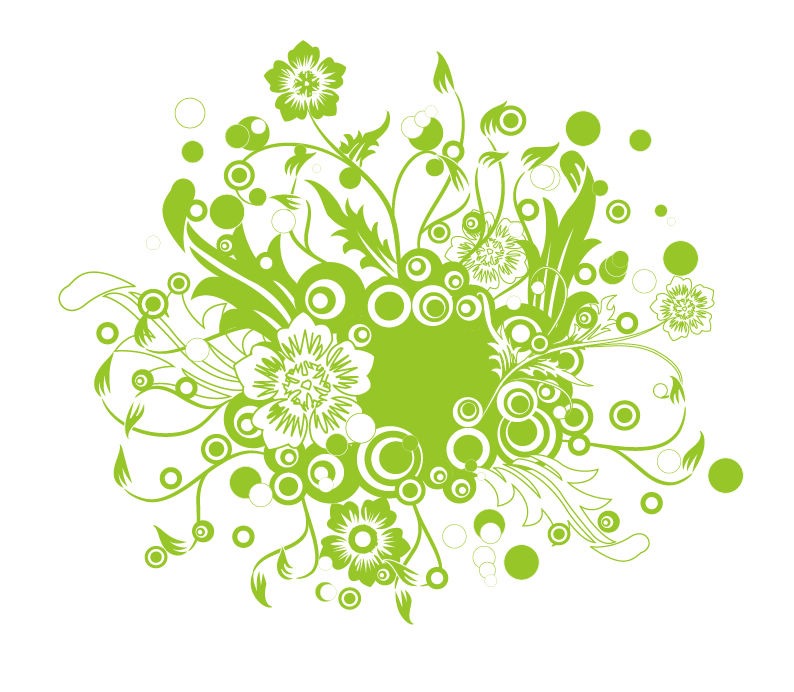 Green Floral Vector Illustration Art