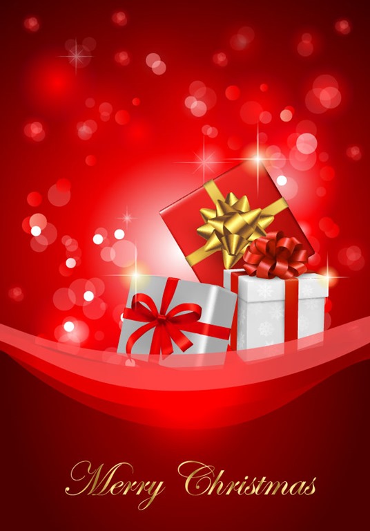Christmas Background with Gift Box Vector Illustration