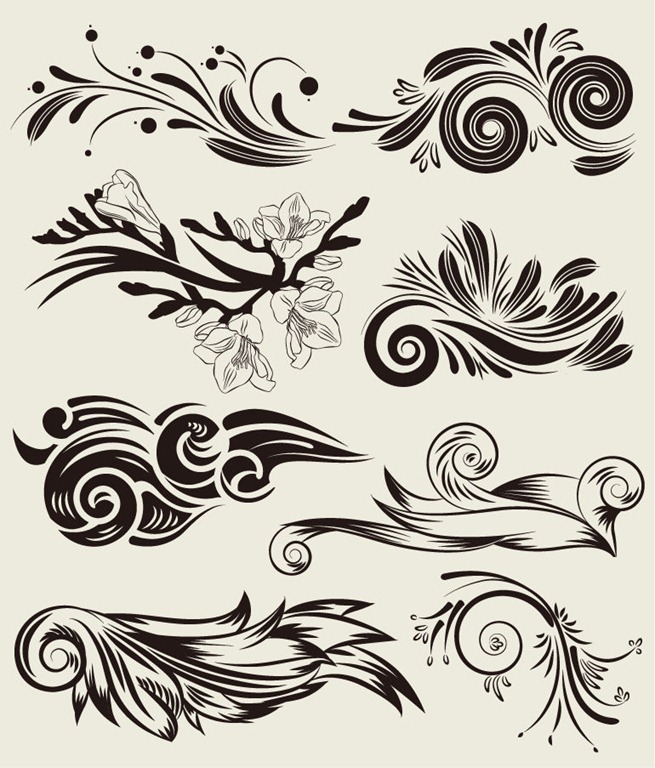 Free Vector Set of Beautiful Floral Elements