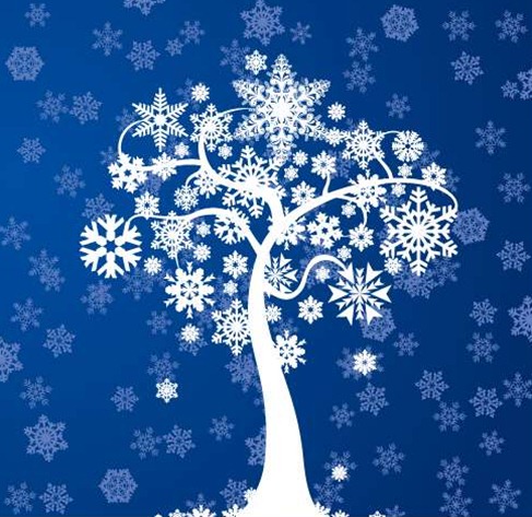 Free Winter Tree Card Vector Graphic