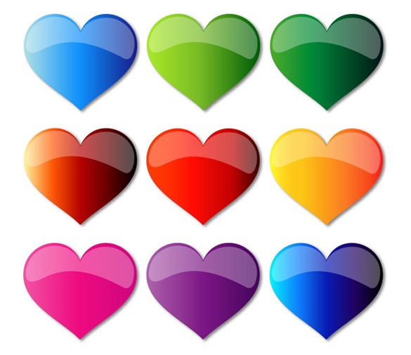 Free Colorful Glass Hearts