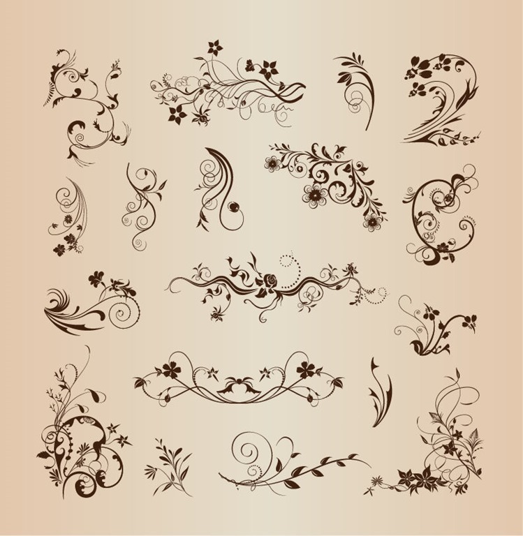 Floral Pattern Elements for Decoration