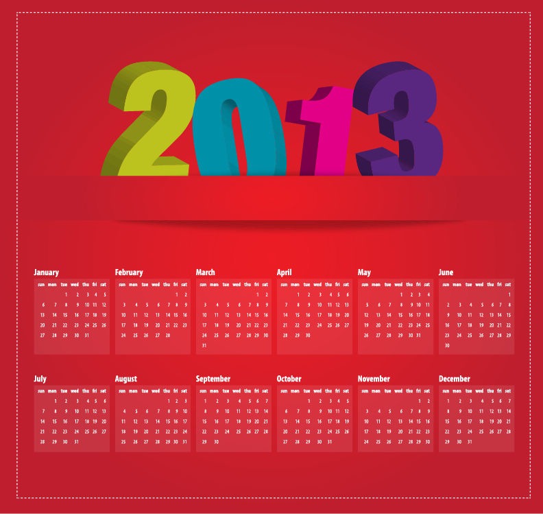 Calendar 2013 Design Vector
