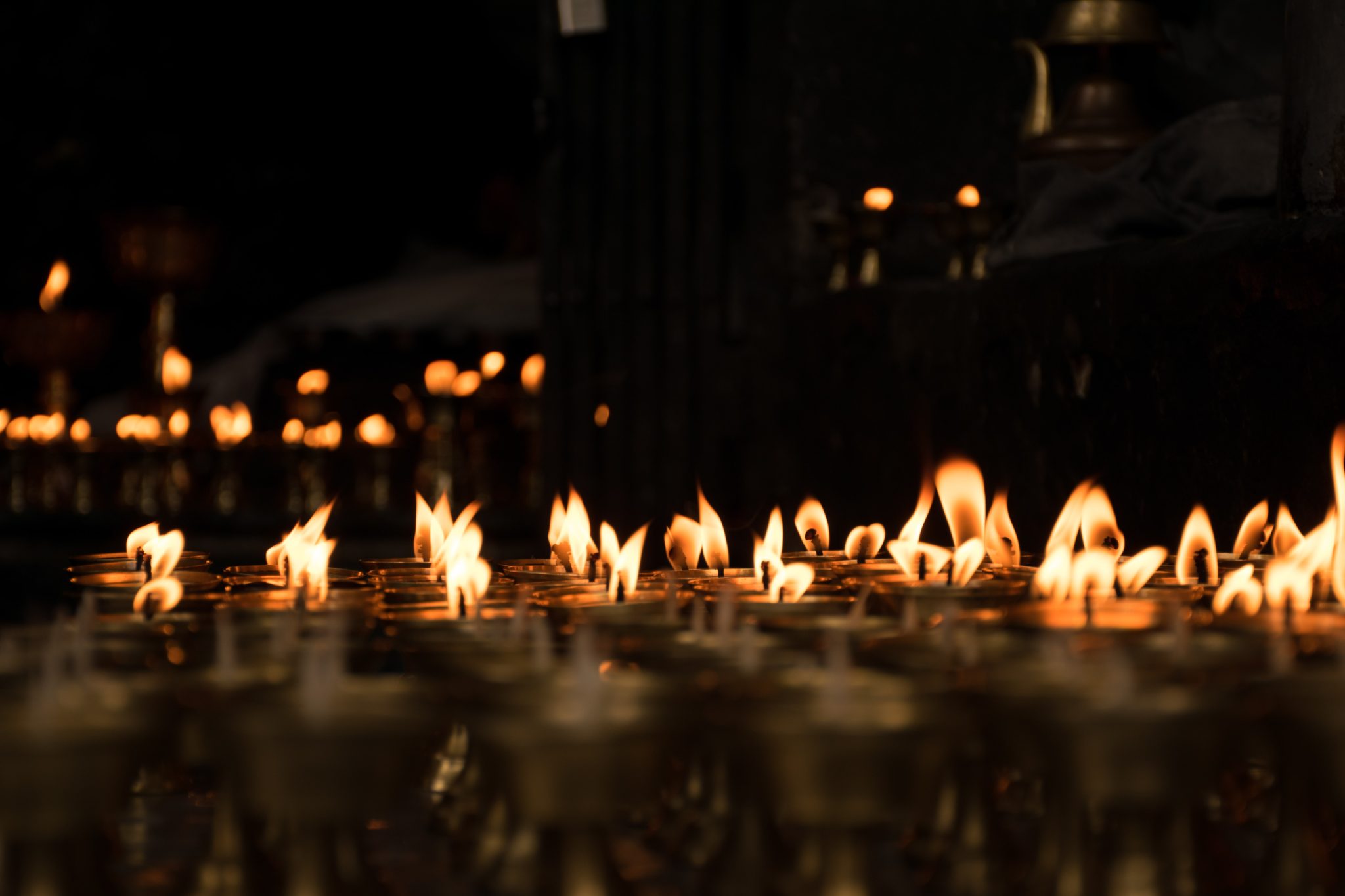 Prayer lights at Swayambhunath Stupa, Kathmandu.