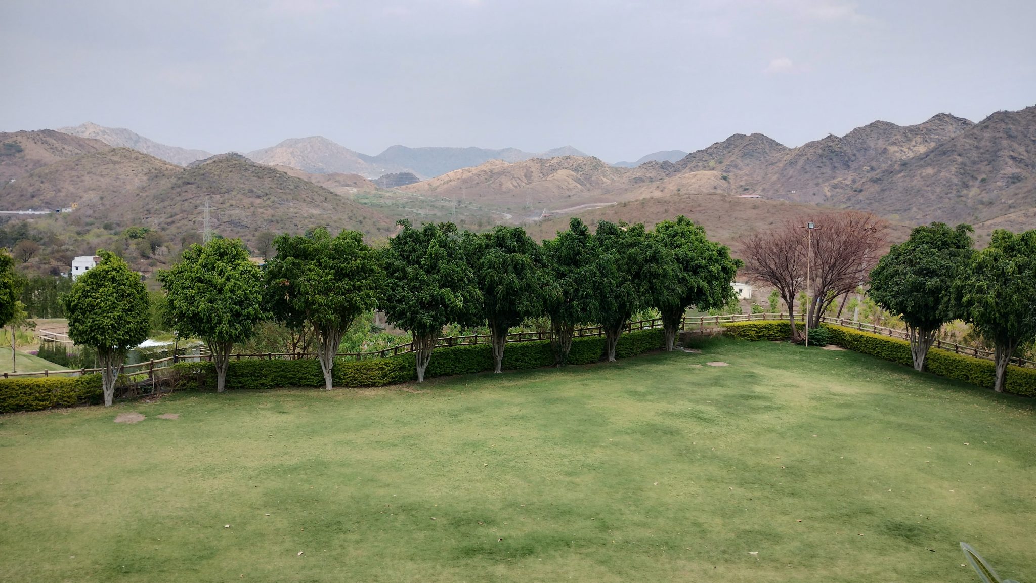 Garden with mountain in Udaipur Palace