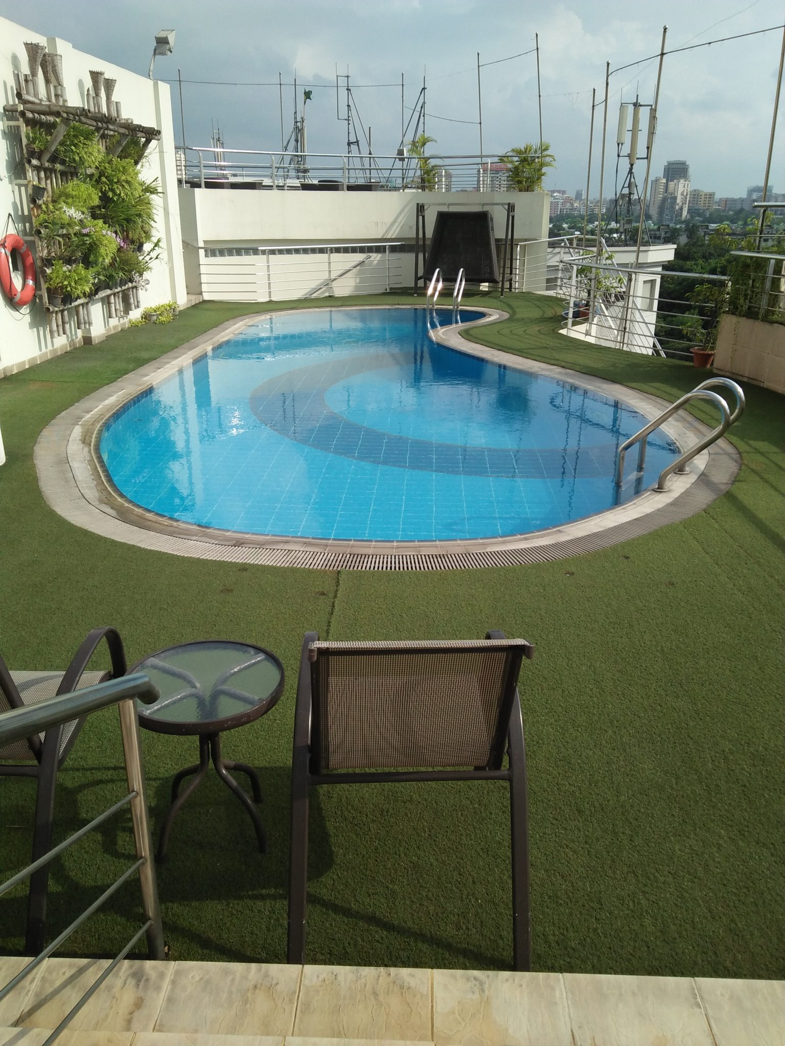 a net and clean swimming pool