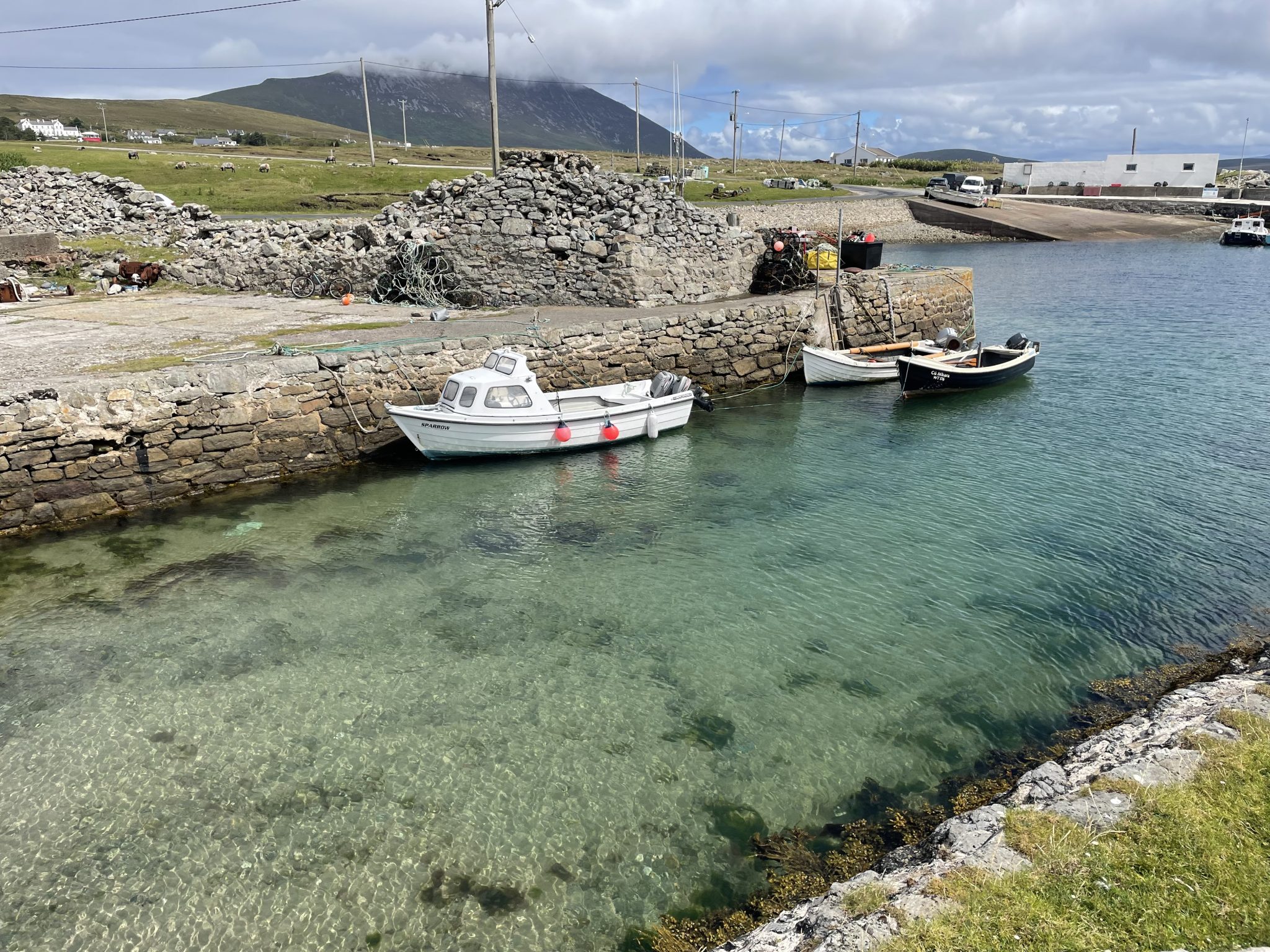 View of a small fishing harbour in Achill Island, Ireland