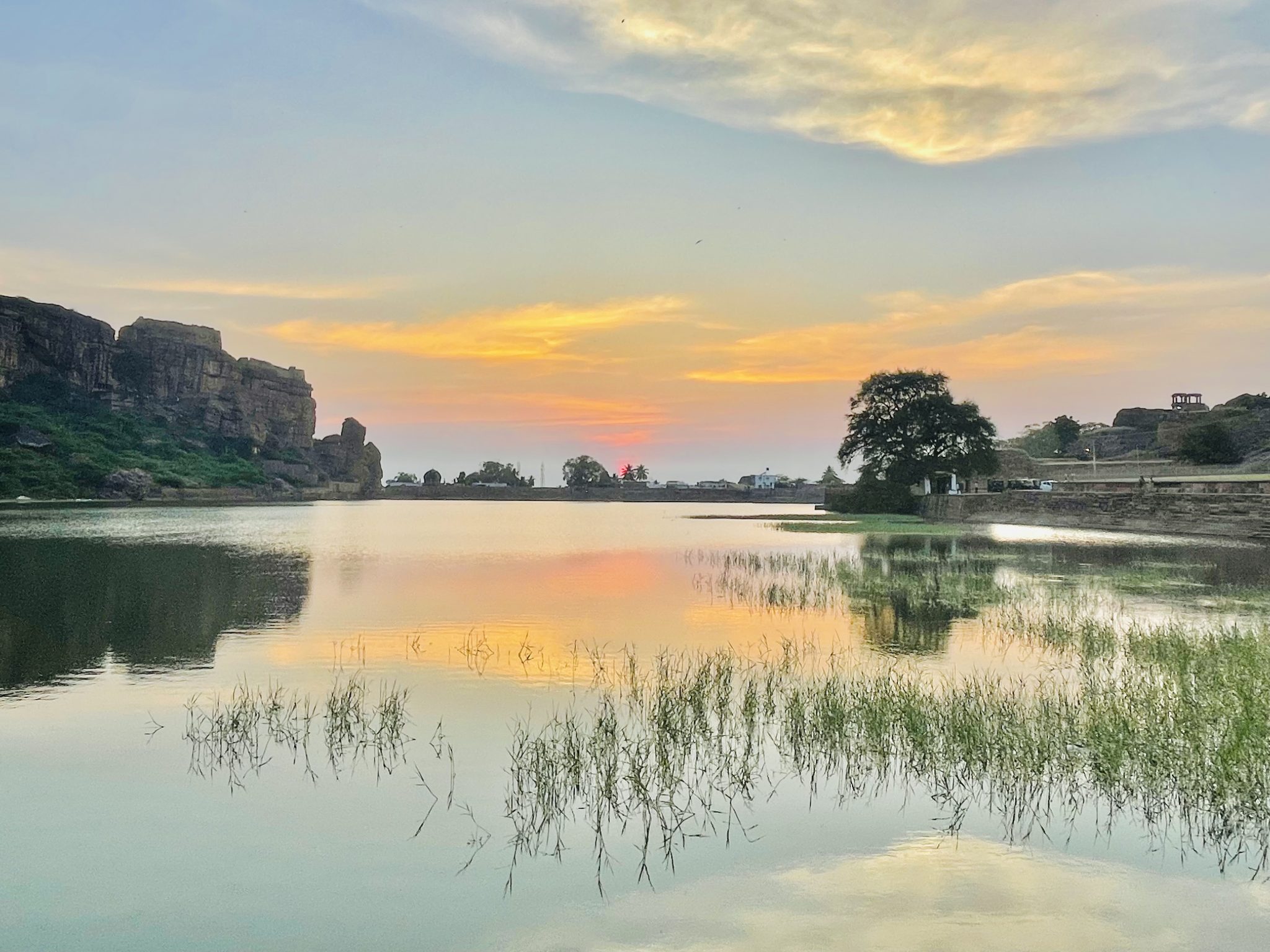 Sunset at Agasthya Lake. From Badami, Karnataka, India.