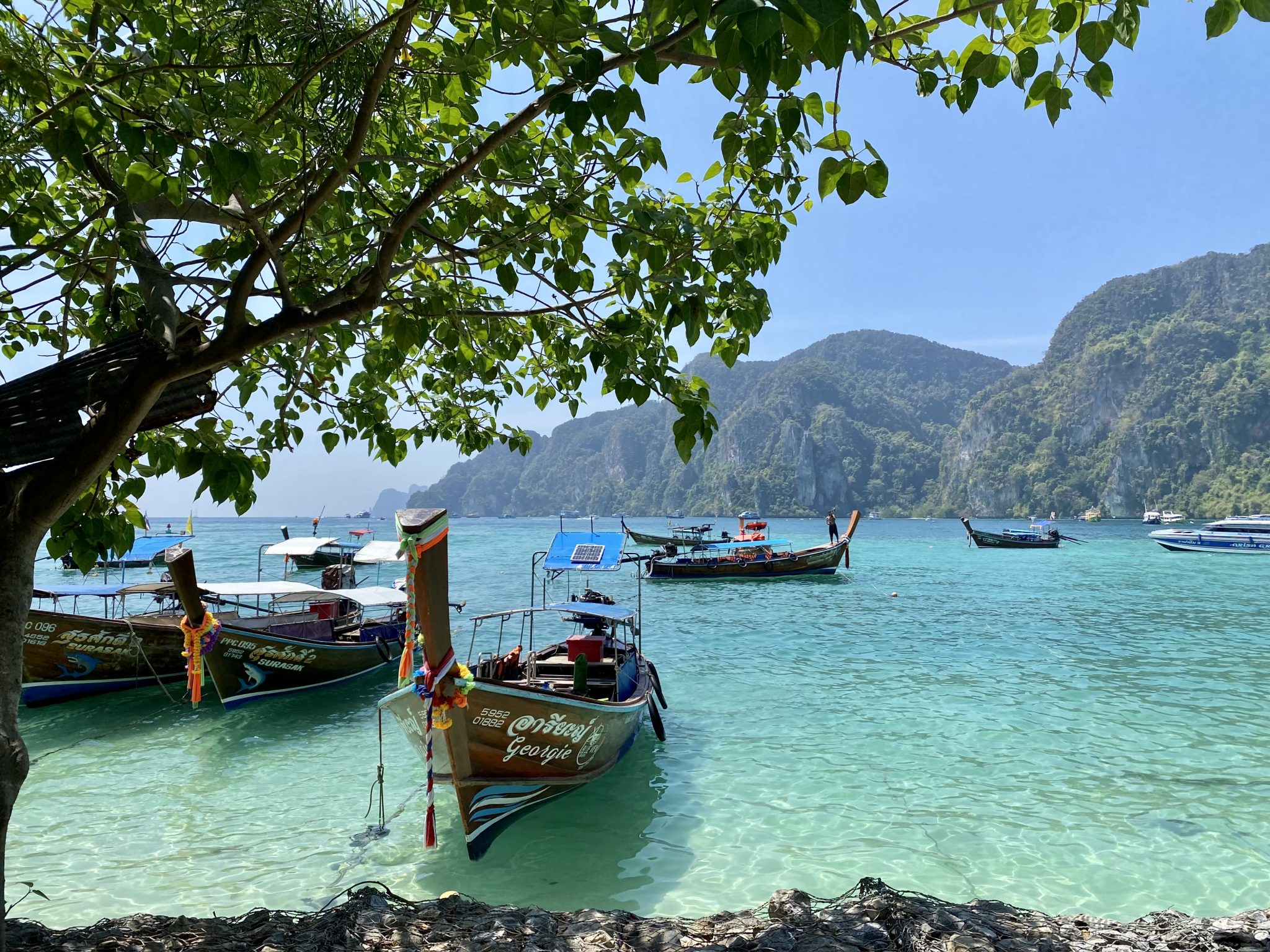 Colorful long boats in Koh Phi Phi