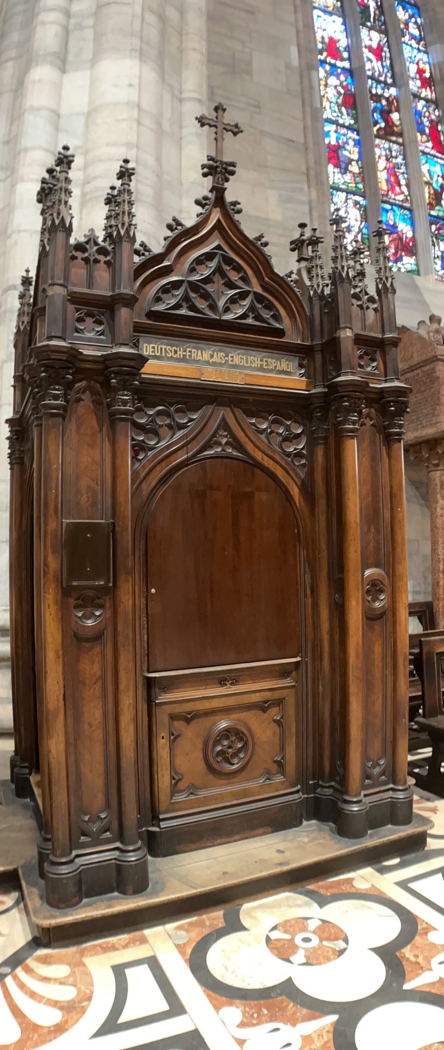 Multilingual confession, duomo de milano, milan, italy, cathedral