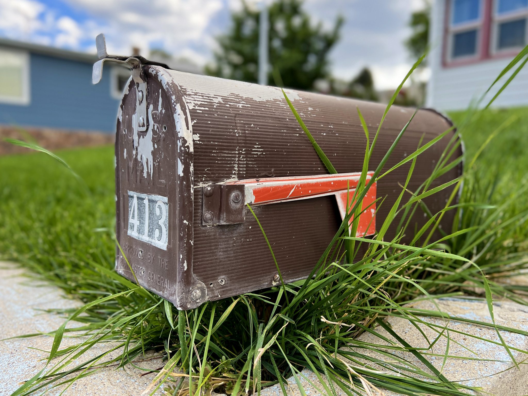 Old Mailbox With Chipped Paint