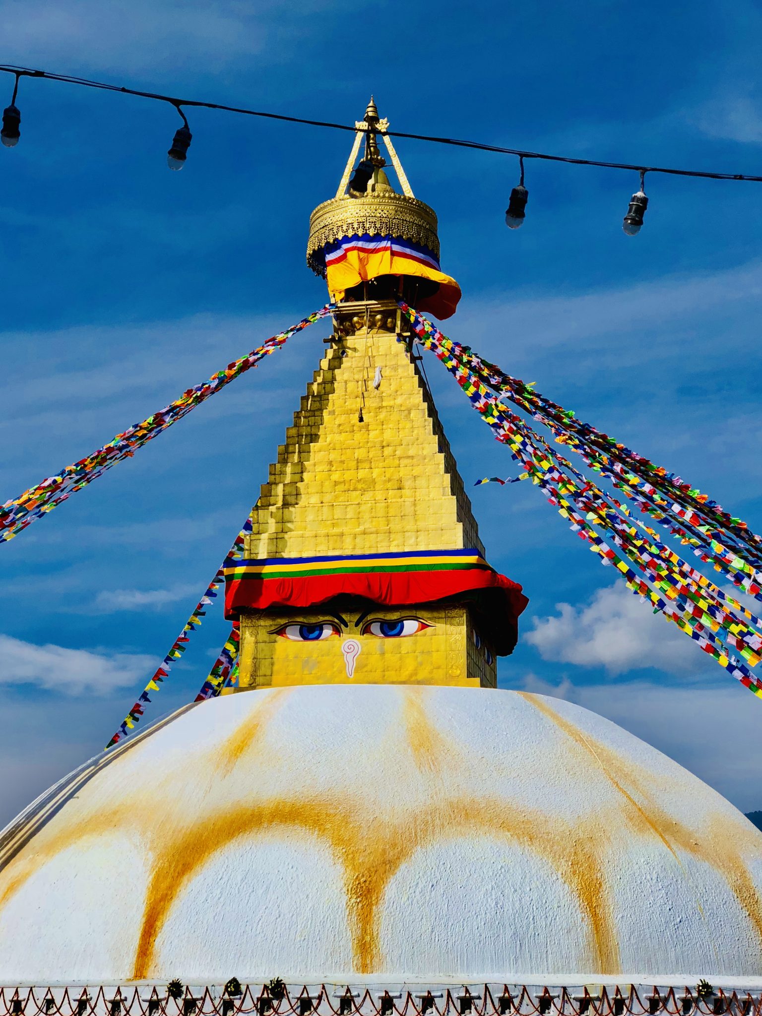 Boudhanath stupa with blue sky