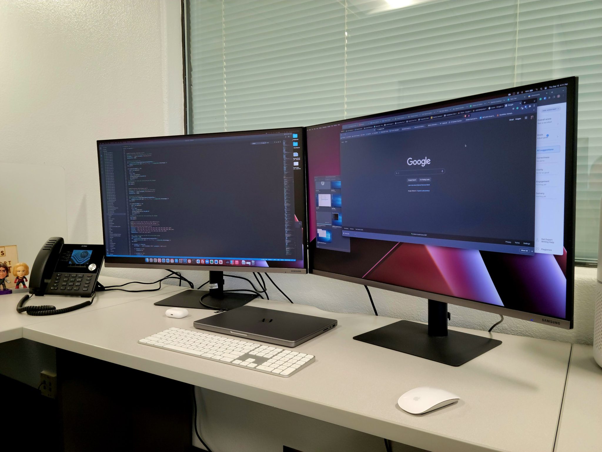 Office with Two Monitors on a Desk