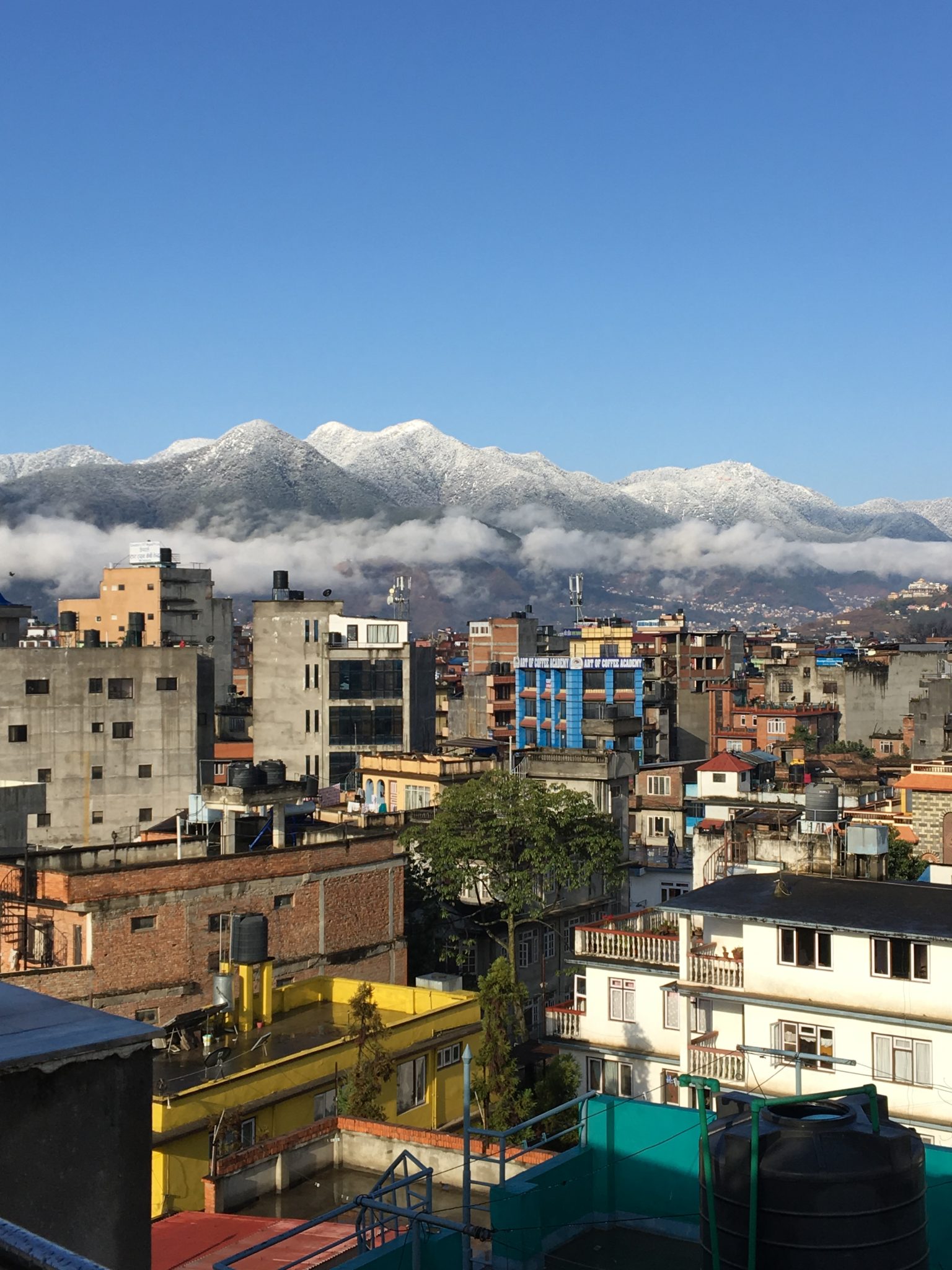 View of snow-capped hills (Chandragiri, Nepal) after heavy rain from the terrace – WorldPhotographyDay22