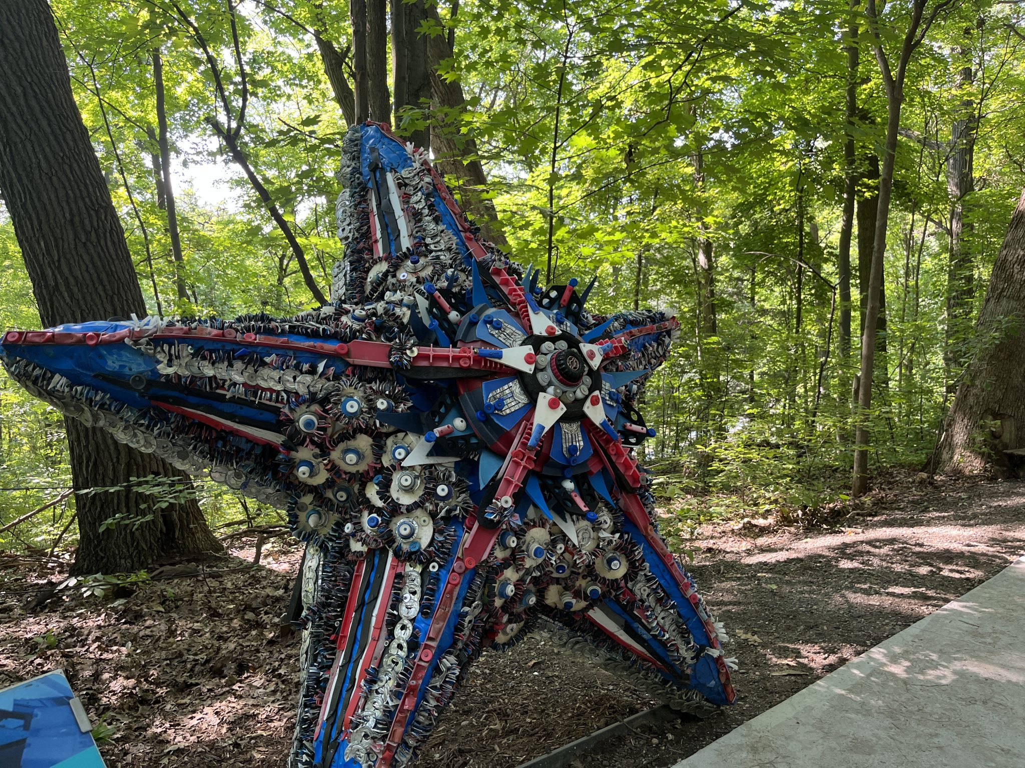 Starfish sculpture made of trash