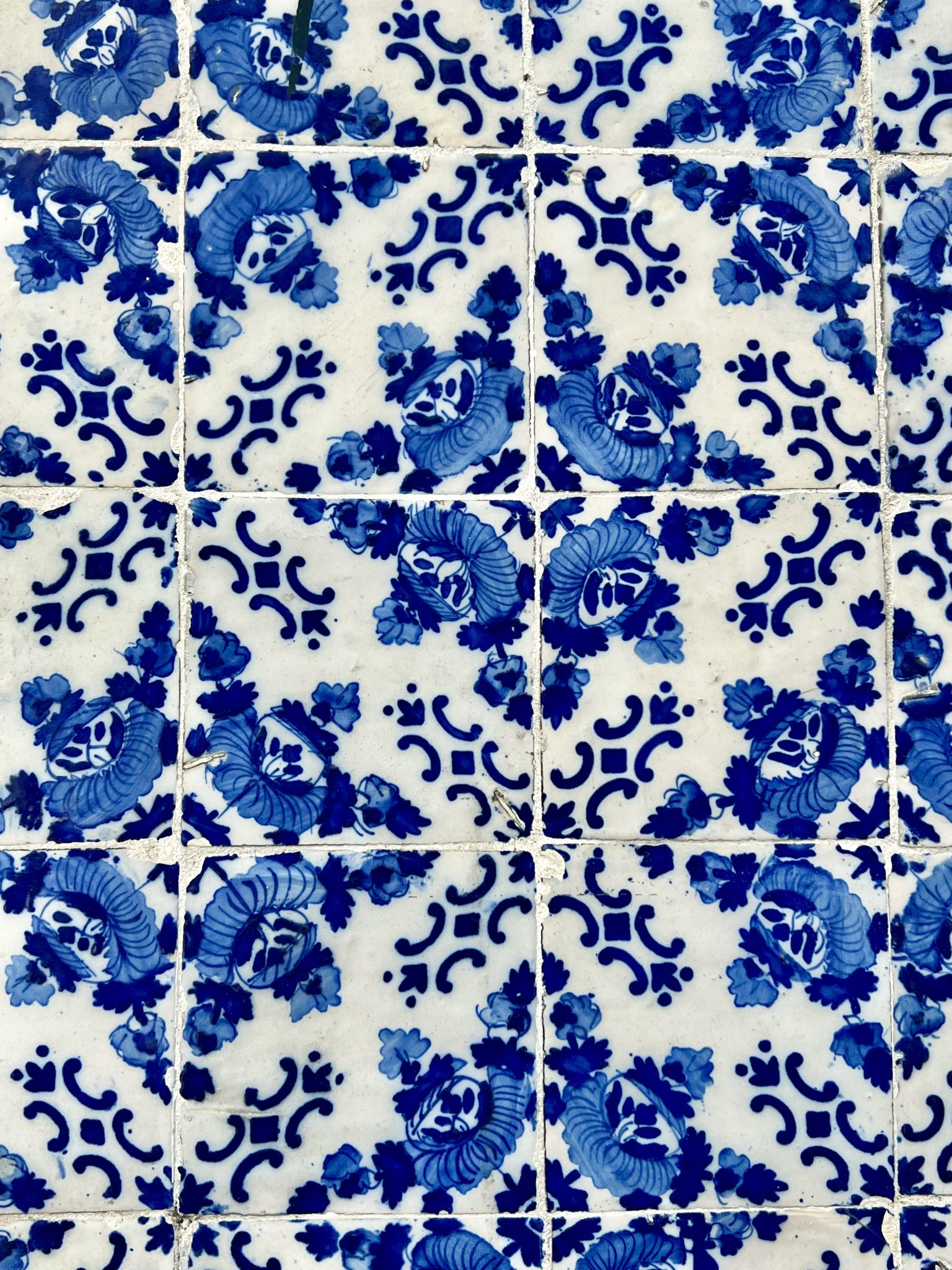 Portuguese blue painted tiles