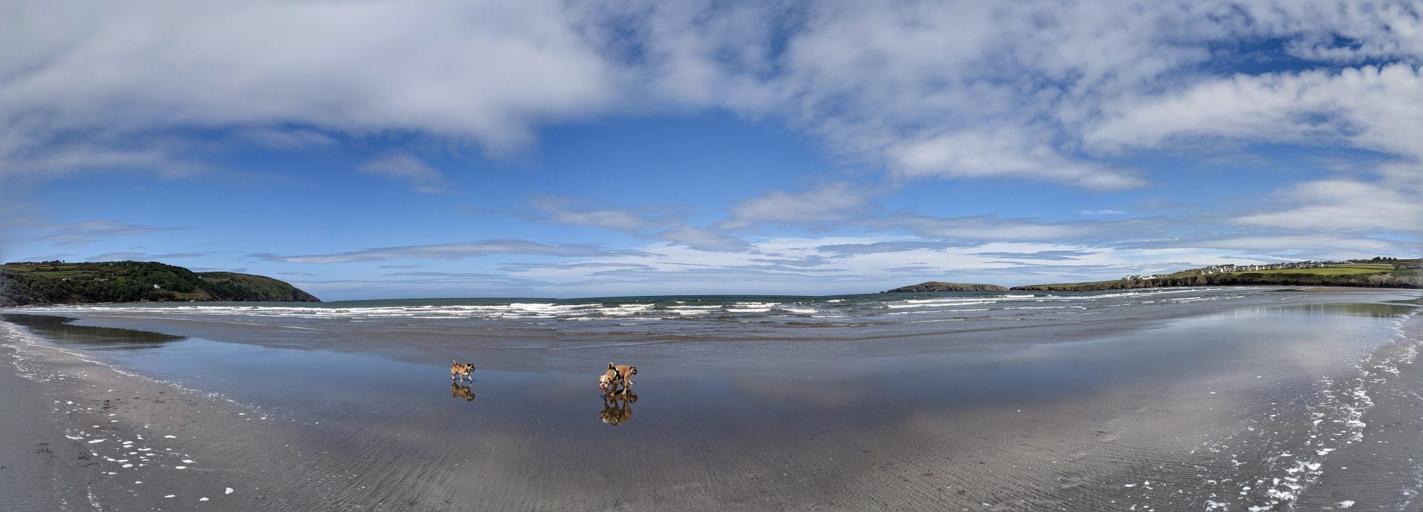 Pamoramic view of Poppit Sands beach in West Wales