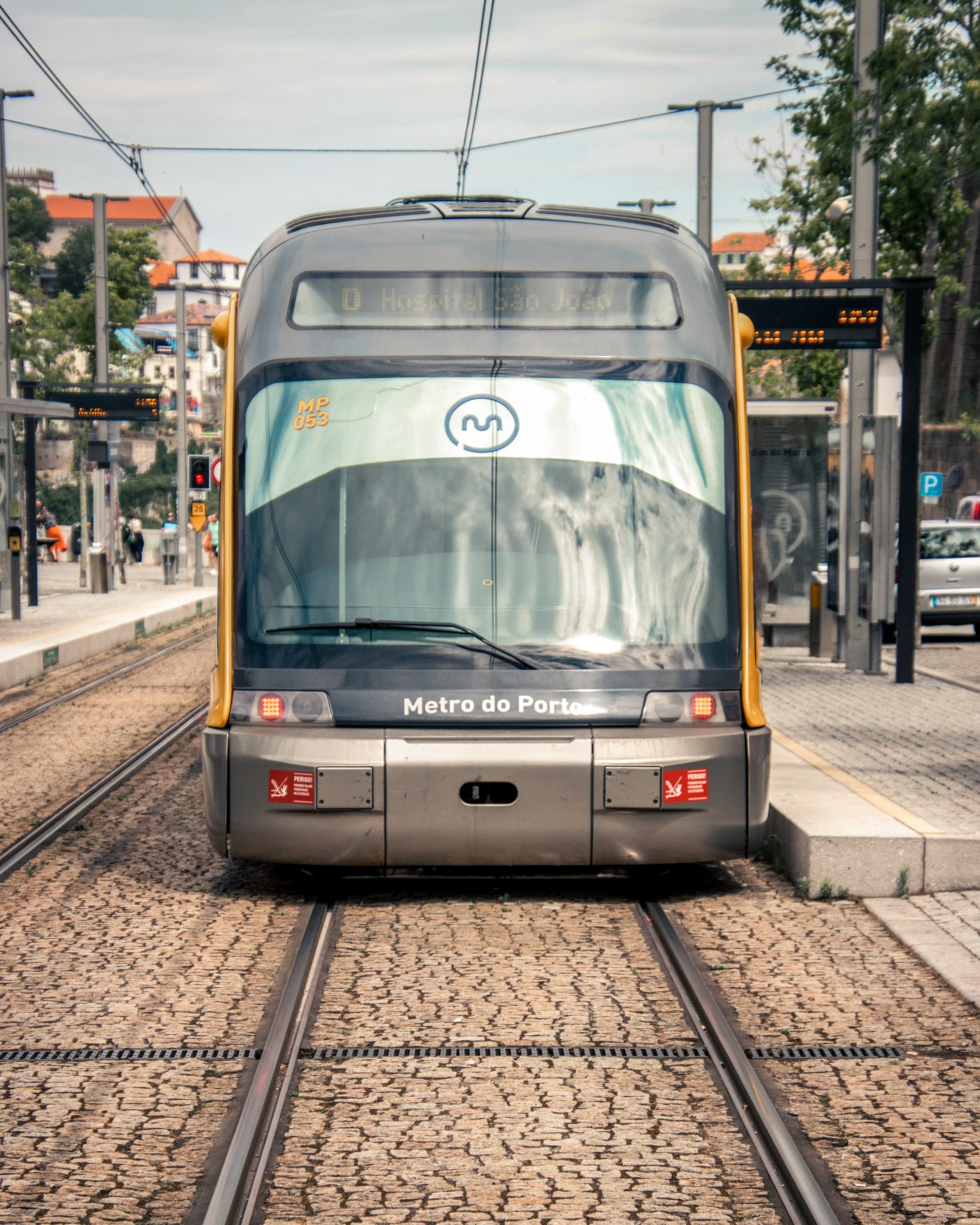 Metro do Porto at a stop in Gaia, Portugal