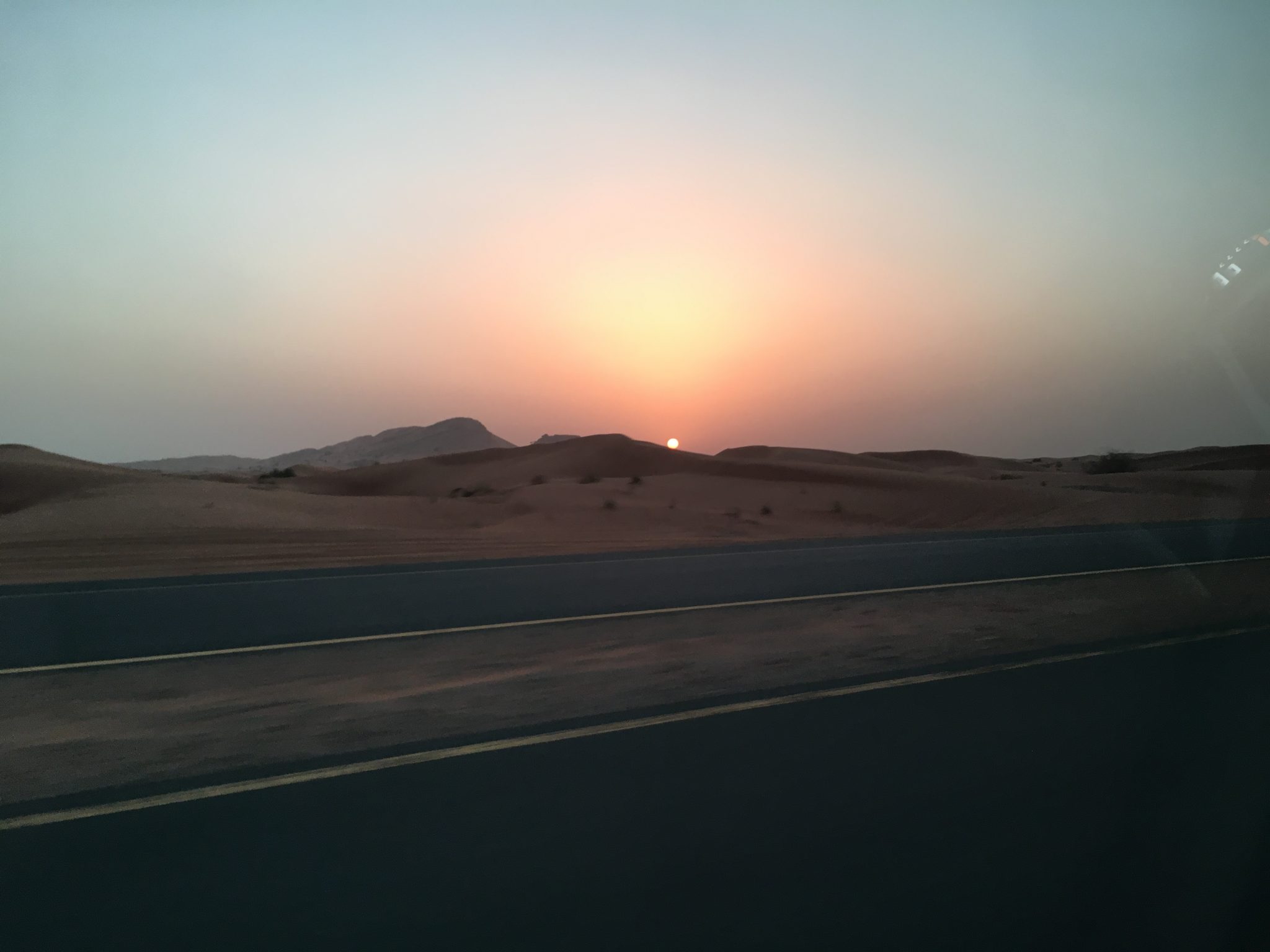 Sunset with Highway of desert safari dubai