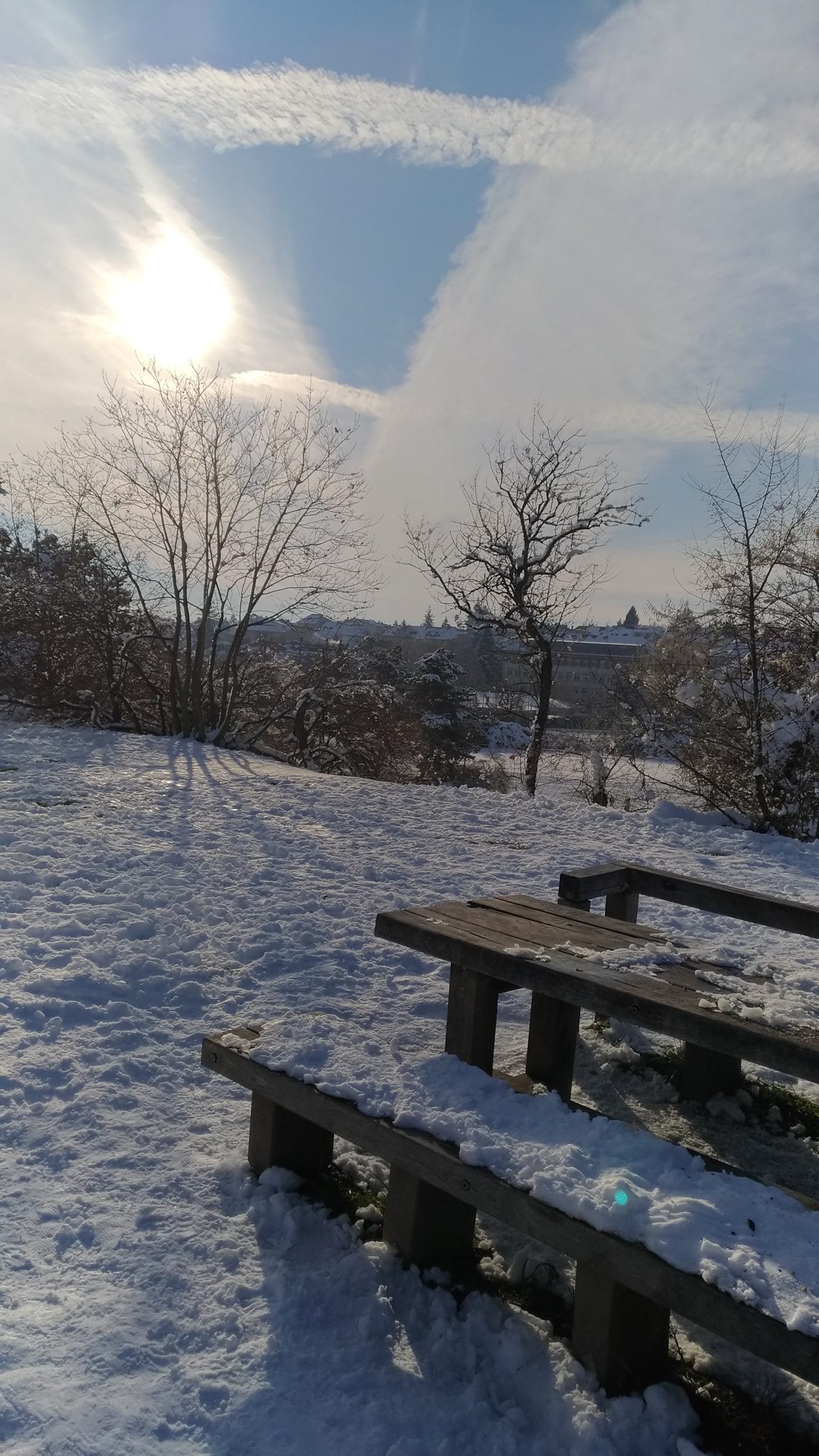 Picnic table in winter