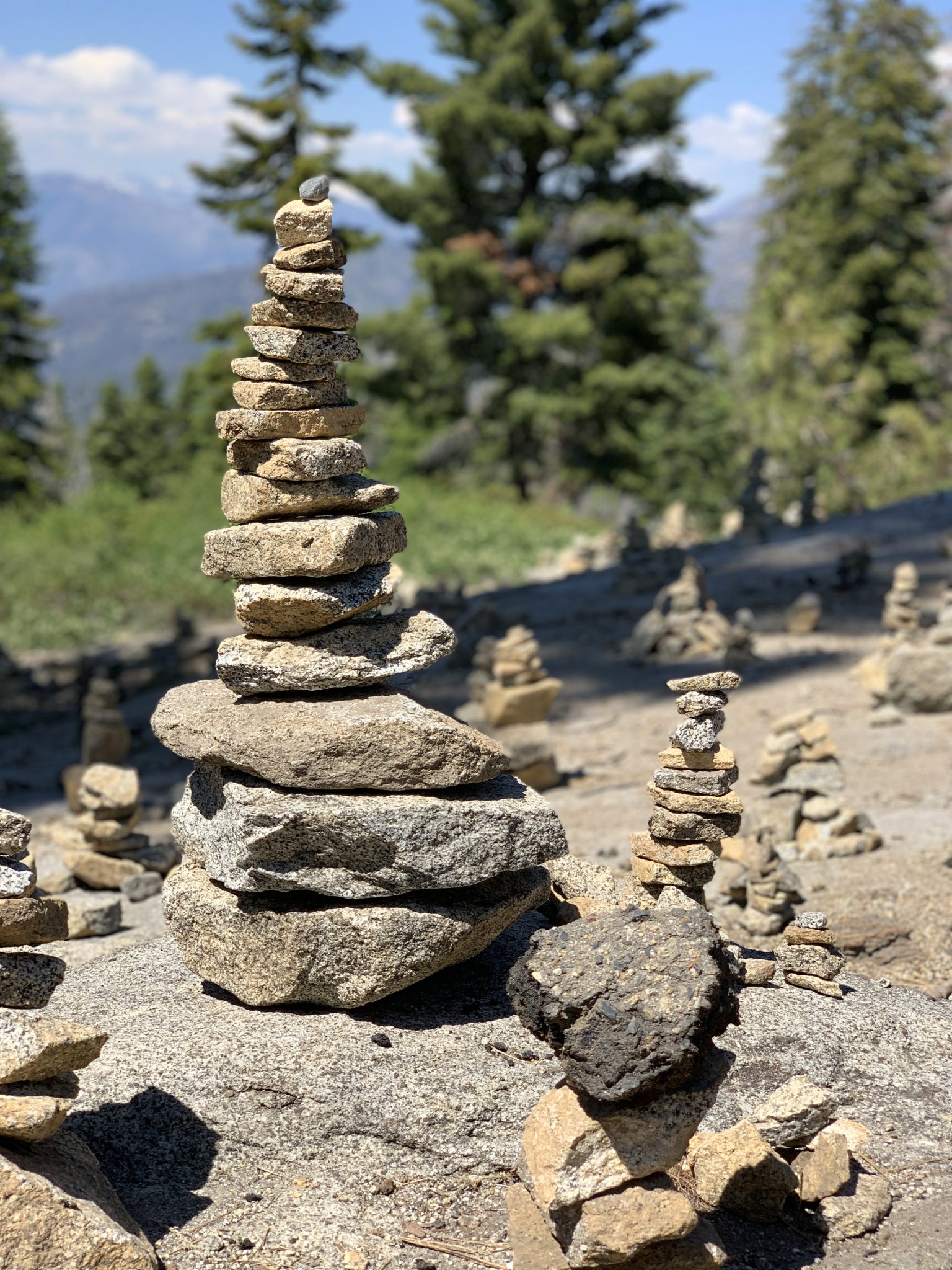 Tower of balanced, stacked rocks for mindfulness