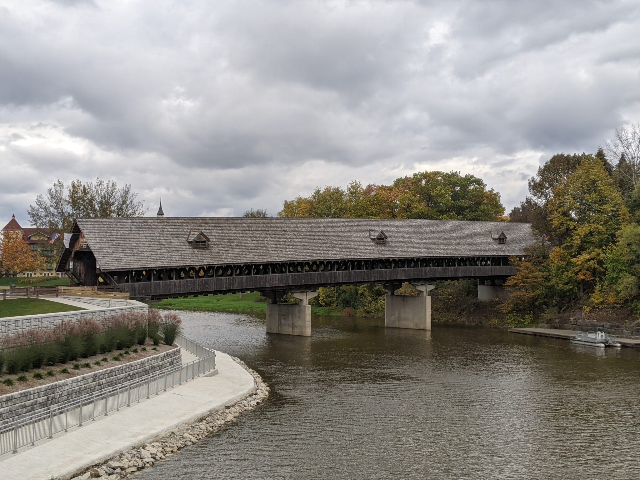 Covered wooden bridge in Frankenmuth, Michigan