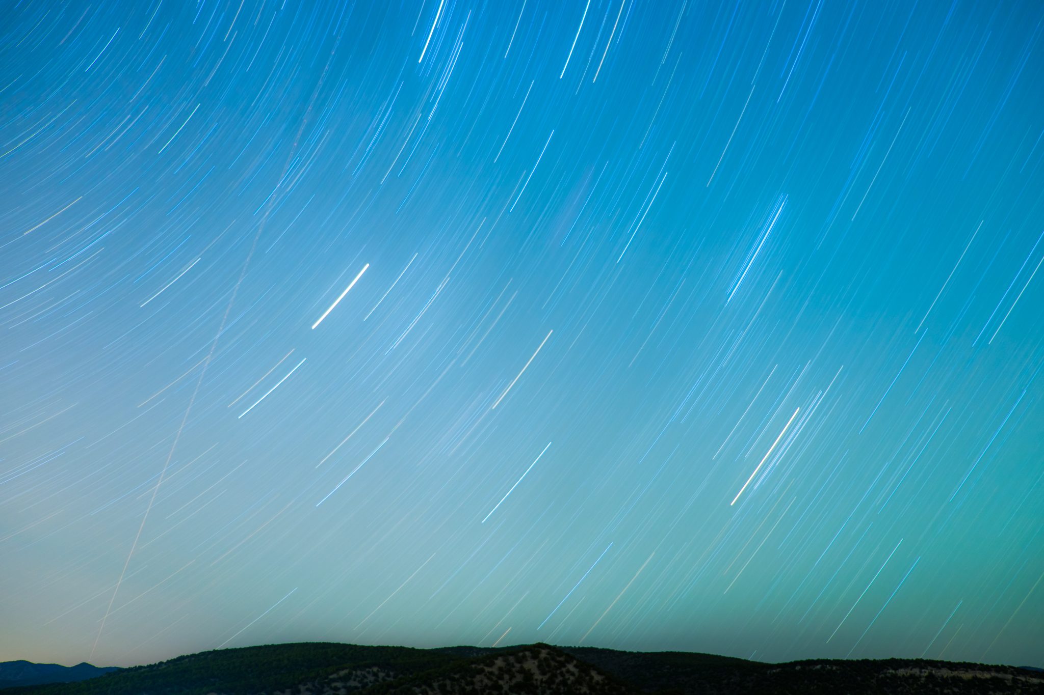 An hour long exposure of some star trails above Utah, USA.