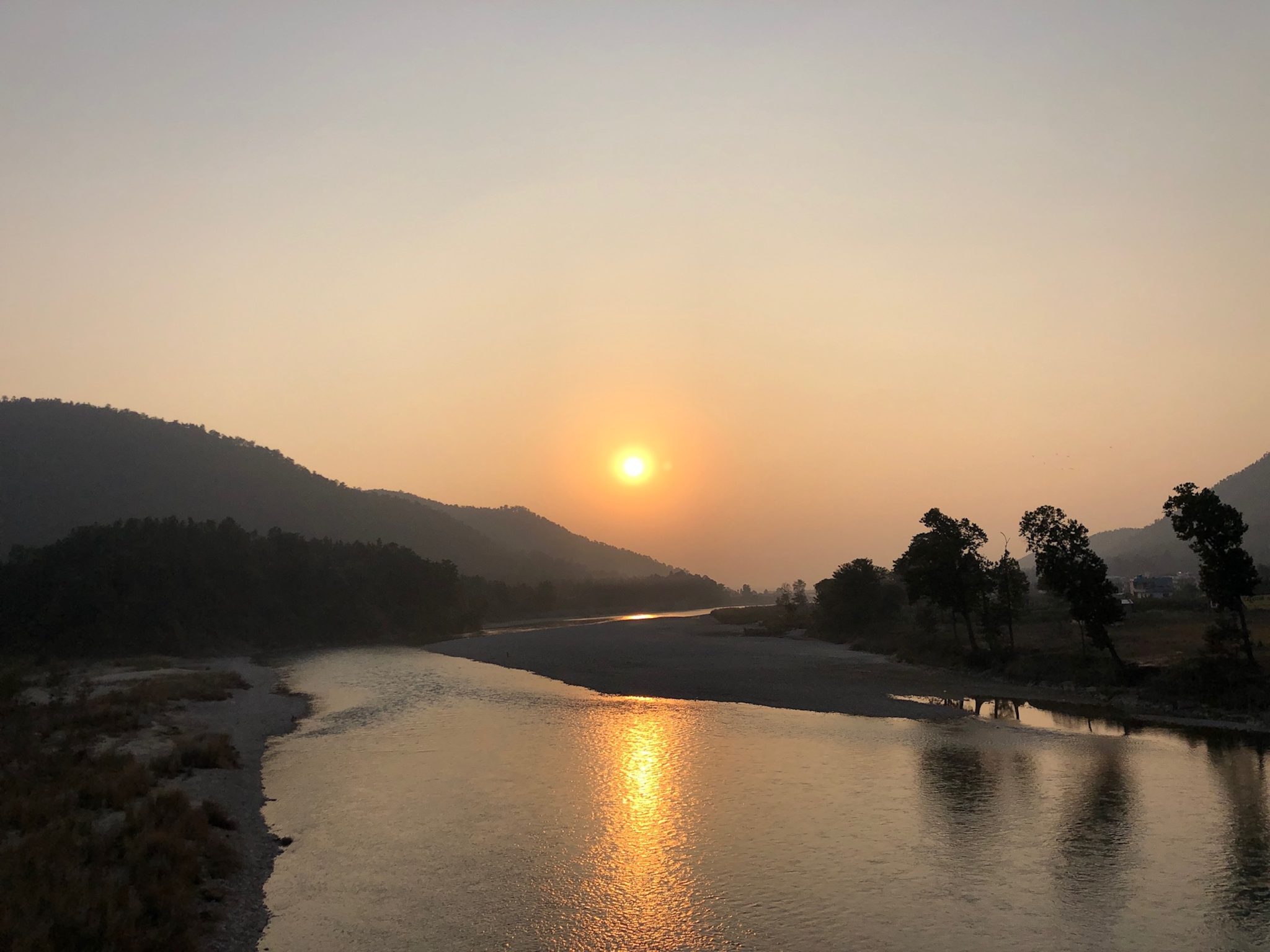 Evening sunset at Rapti river, western Nepal