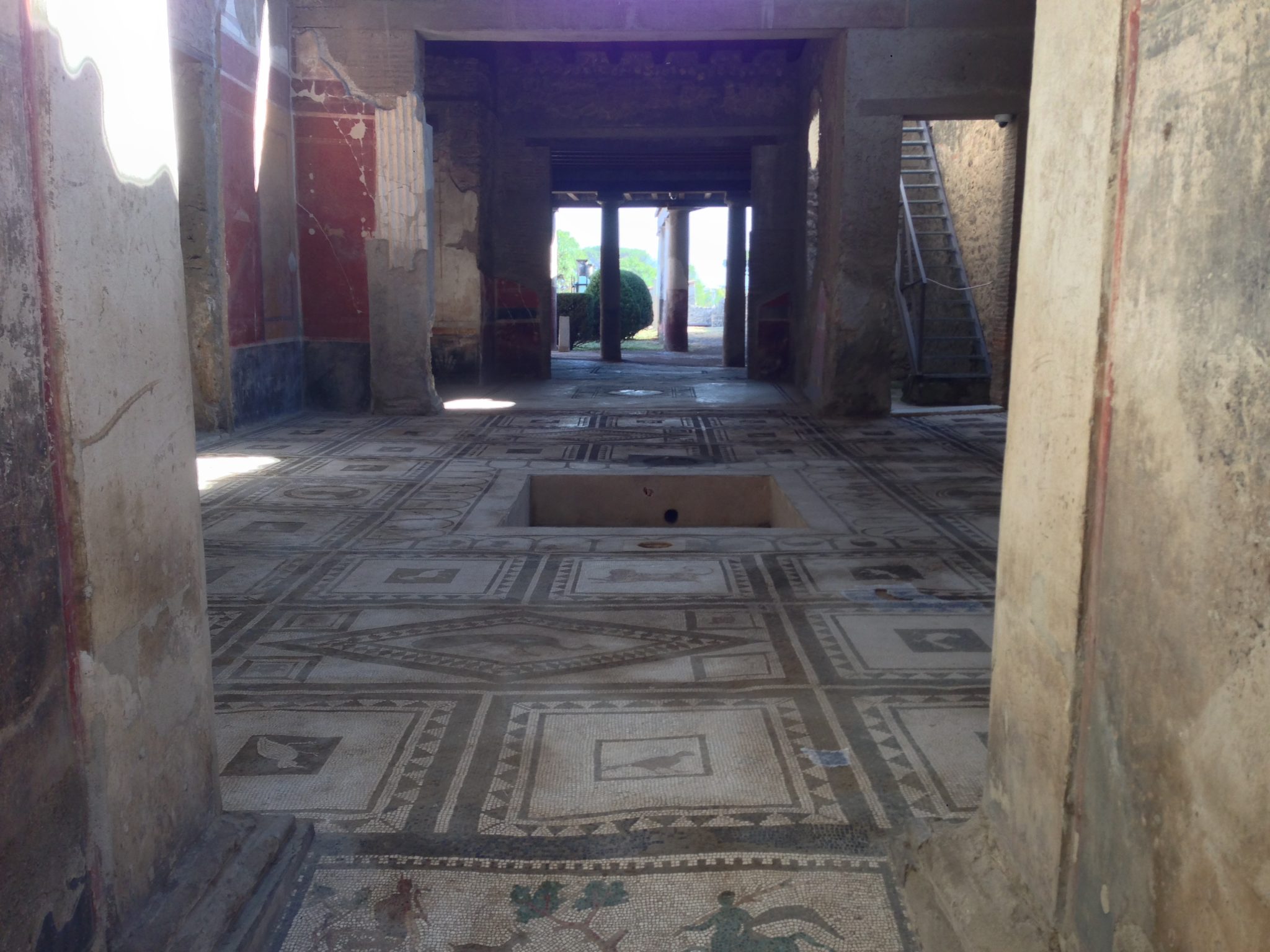 Interior of Roman villa, with mosaic tile floor - Pompeii - Italy