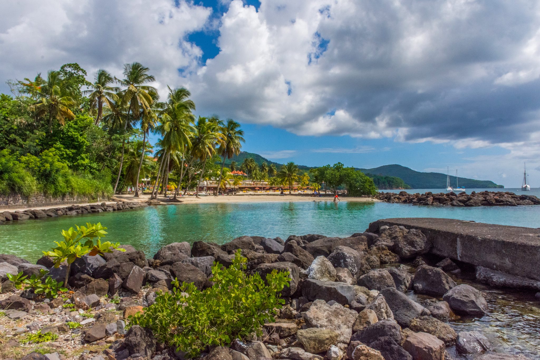 Quiet resort swimming cove in Martinique